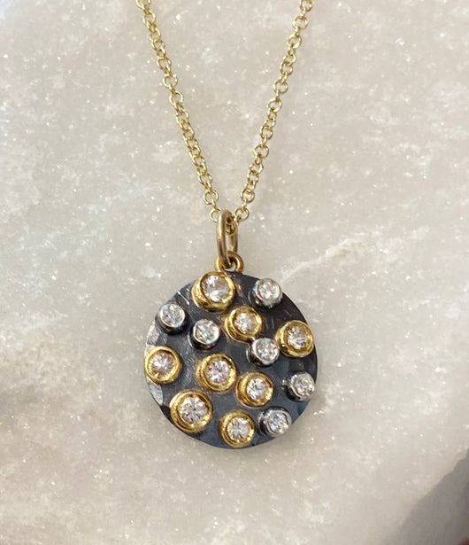 Annie Fensterstock Cornucopia Disc Necklace