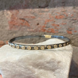 Ara White Sapphire, 24kt Gold and Oxidized Silver Bangle
