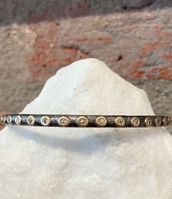 Ara White Sapphire, 24kt Gold and Oxidized Silver Bangle