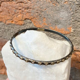 Ara White Sapphire, 24kt Gold and Oxidized Silver Bangle
