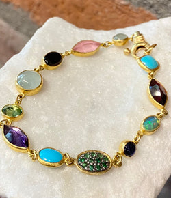 Ara Multi-Stone and 24kt Gold Bracelet