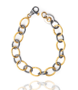 Ara 24k Gold and Oxidized Silver Link Bracelet