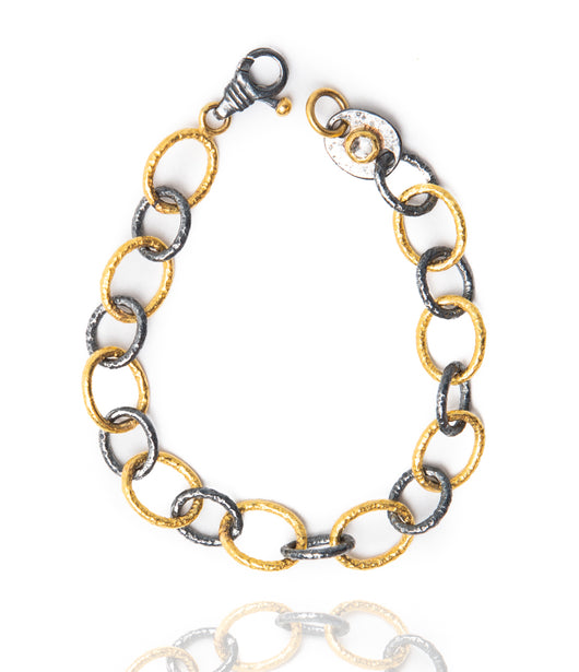 Ara 24k Gold and Oxidized Silver Link Bracelet