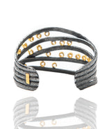 Ara White Sapphire, 24kt Gold and Oxidized Silver Cuff