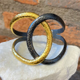 Ara 24kt Gold and Oxidized Sterling Silver Double Circle Cuff