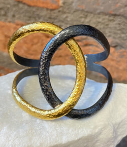Ara 24kt Gold and Oxidized Sterling Silver Double Circle Cuff