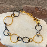 Ara 24kt Gold and Oxidized Silver Circle Link Bracelet