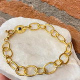 Ara 24kt Gold Link Bracelet with Black Diamond Detail