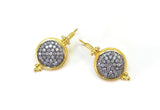 Ara Pave Diamond and 24kt Gold Round Wire Earrings