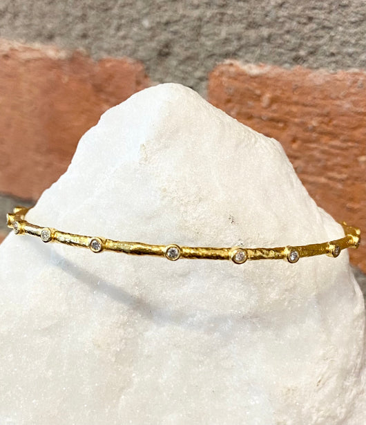 Ara 24k Gold and Diamond Bangle