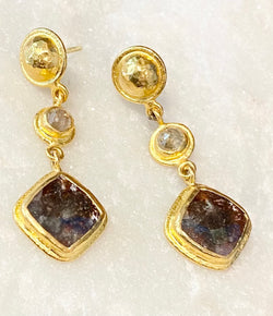 Ara Brown and Champagne Diamond Dangle Earrings