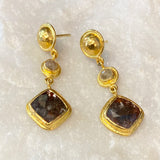 Ara Brown and Champagne Diamond Dangle Earrings