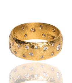 Ara Scattered Diamond and 24K Gold Eternity Ring
