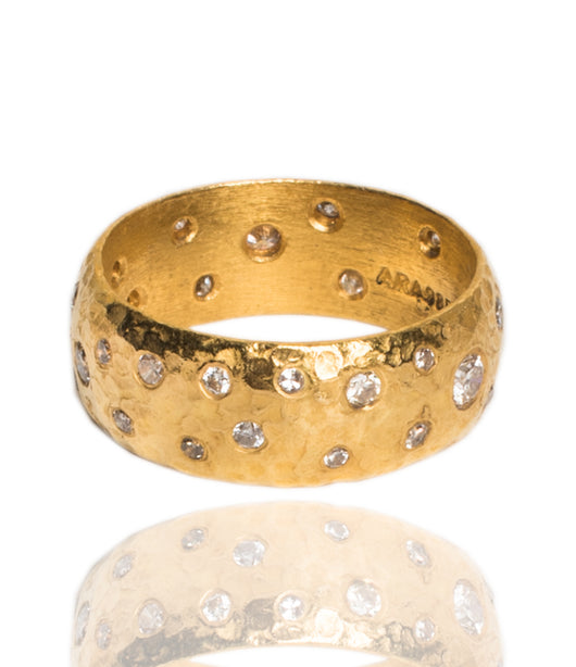 Ara Scattered Diamond and 24K Gold Eternity Ring