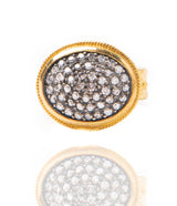 Ara Pave Diamond and 24kt Gold Oval Ring