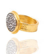 Ara Pave Diamond and 24kt Gold Oval Ring