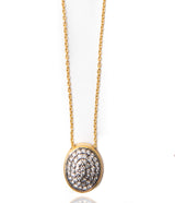 Ara Pave Diamond and 24kt Gold Oval Necklace