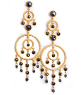 Ara Black Diamond and 24K Gold Chandelier Earrings