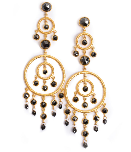 Ara Black Diamond and 24K Gold Chandelier Earrings