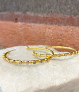 Ara 24kt Gold and Diamond 1 1/2" Hoop Earrings