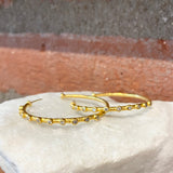 Ara 24kt Gold and Diamond 1 1/2" Hoop Earrings