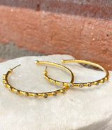 Ara 24kt Gold and Diamond 1 1/2" Hoop Earrings
