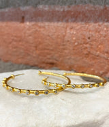 Ara 24kt Gold and Diamond 1 3/4" Hoop Earrings