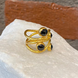 Ara Black Diamond and 24kt Gold Swirl Ring