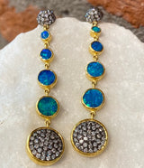 Ara Graduated Opal and White Diamond Circle Dangle Earrings