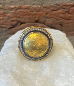Ara Ottoman Gold Coin and Diamond Statement Ring