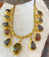 Ara Rose Cut Natural Diamond and 24kt Gold Necklace
