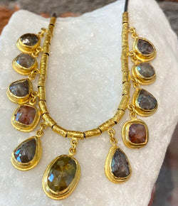 Ara Rose Cut Natural Diamond and 24kt Gold Necklace