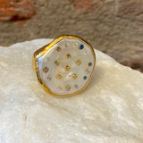 Ara Mother of Pearl, Diamond and 24kt Gold Circle Ring