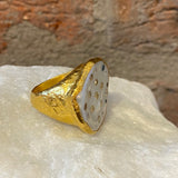 Ara Mother of Pearl, Diamond and 24kt Gold Circle Ring