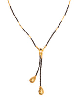 Ara Black Diamond and 24kt Gold Lariat Necklace