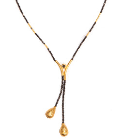 Ara Black Diamond and 24kt Gold Lariat Necklace