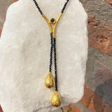 Ara Black Diamond and 24kt Gold Lariat Necklace