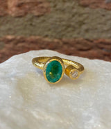 Ara Emerald and Diamond Open Circle Ring
