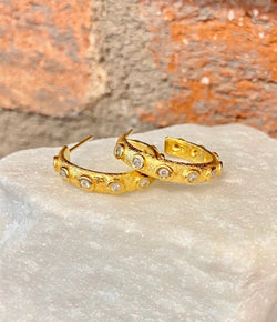 Ara White Diamond and 24kt Gold 3/4