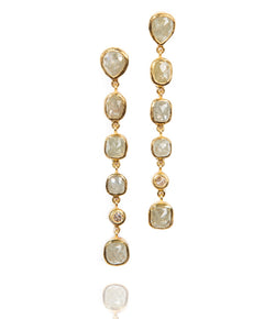 Ara Raw Diamond and 24kt Gold Dangle Earrings