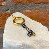 Ara 24kt Gold, Diamond and Oxidized Silver Key Pendant