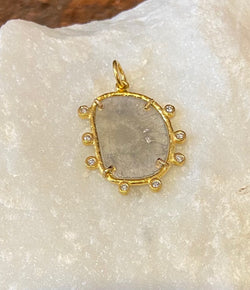 Ara Diamond Slice and 24kt Gold Pendant