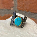 Ara Turquoise and Diamond Asymmetrical Ring