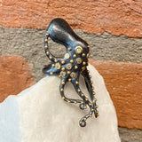Ara 24kt Gold, Oxidized Silver and Diamond Octopus Ring