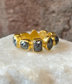 Ara Grey Raw Diamond and 24kt Gold Eternity Band