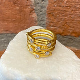 Ara 24kt Gold and Diamond Four Row Spiral Ring