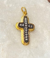 Ara 24kt Gold and Diamond Cross Pendant