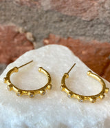 Ara 24kt Gold and White Diamond 3/4" Hoop Earrings