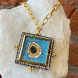 Ara Evil Eye Micro Mosaic Pendant Necklace