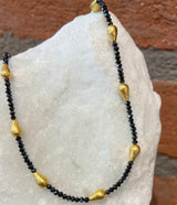 Ara 24kt Gold and Black Diamond Beaded Necklace